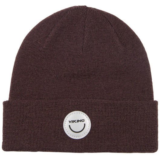 High-quality warm reflective wool beanie in vibrant plum color by VIKING Mütze PLAY WOOL BEANIE