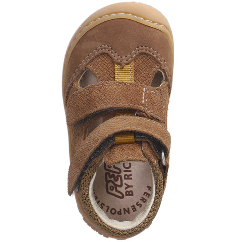 Sommerliche Halbsandale für Kinder mit geprägtem Leder und guter Belüftung