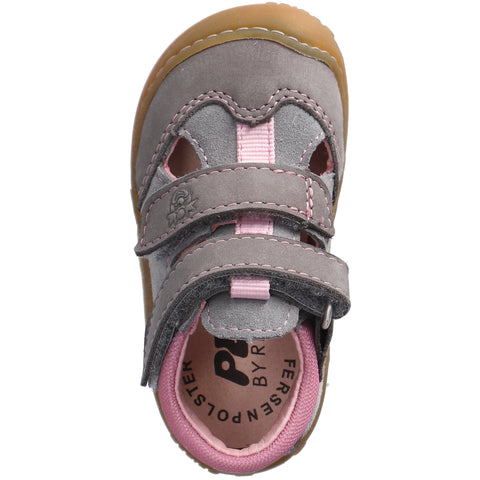 Bottom view of RICOSTA Halbsandale EBI - grau - rosa sandals, featuring non-slip and flexible sole for added safety and comfort