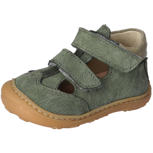 RICOSTA Halbsandale EBI in salbei color with wood grain design on the sole, comfortable and stylish summer footwear for kids