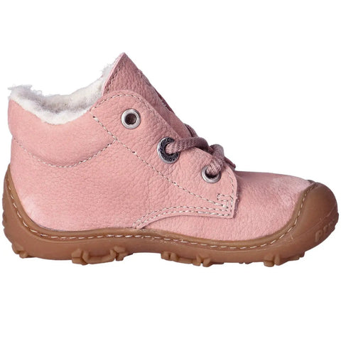 Seitenansicht des RICOSTA Schuhe Modell COLIN rosa Leder mit brauner Sohle