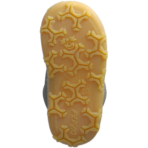 Schuhsohle des Ricosta COLIN Knöchelschuhe in Salbei; beigefarbene Profil-Lauffläche mit hexagonalen Mustern.