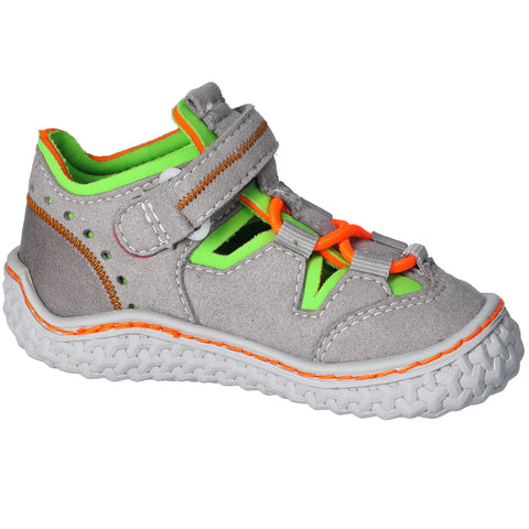 RICOSTA Barfußschuh Halbsandale JERRY in gray, neon orange, and neon green, perfect for kids' outdoor adventures
