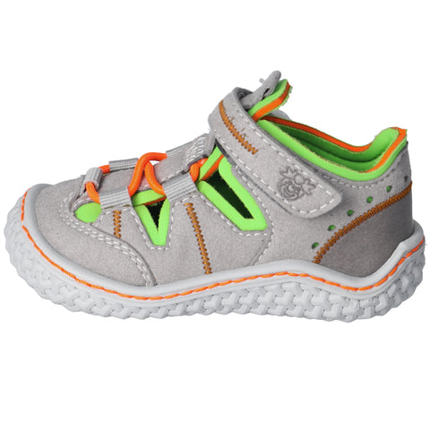 RICOSTA Barfußschuh Halbsandale JERRY in gray, neon orange and neon green, a comfortable and stylish sandal for kids