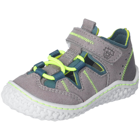 RICOSTA Barfußschuh Halbsandale JERRY in grey, petrol, and neon yellow, a comfortable and stylish sandal for kids