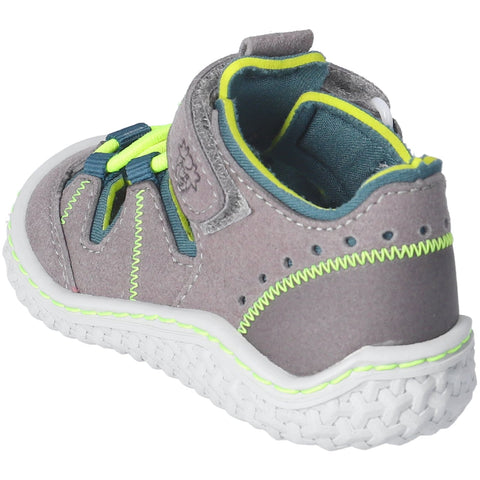 RICOSTA Barfußschuh Halbsandale JERRY in gray, petrol, and neon yellow colors, a comfortable and stylish barefoot sandal for kids