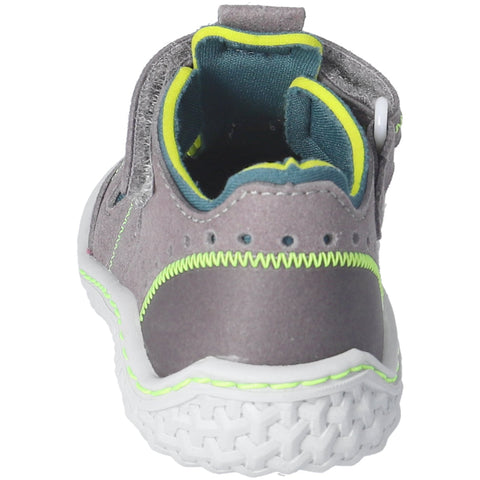 RICOSTA Barfußschuh Halbsandale JERRY - grau / petrol / neongelb - Comfortable and stylish barefoot sandal in grey, petrol, and neon yellow color scheme