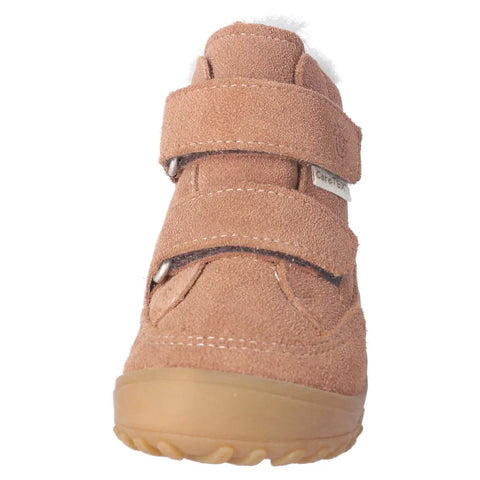 Rück-/Seitenansicht eines cognacfarbenen Ricosta Care-Tex Knöchelschuh DOMI; Velcro-Verschluss, Veloursleder