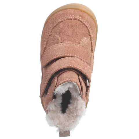 Ansicht von oben: Ricosta Care-Tex Domi cognacfarbener Knöchelschuh aus Suede mit Fellfutter und Klettverschluss