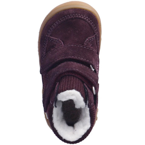 Ansicht von oben: RICOSTA DAVIS Knöchelschuh, pflaume, Velourslederoptik, Klettverschluss, beigefarbene Sohle