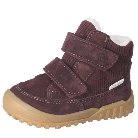 Schuhe: RICOSTA CARE-TEX DAVIS Knöchelschuh pflaume, Velcro-Verschluss, beigefarbene Sohle
