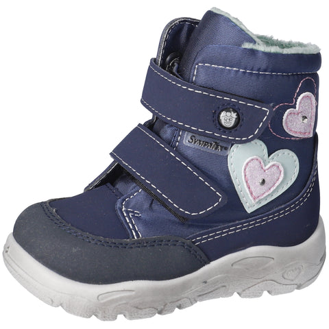 RICOSTA SYMPA-TEX BLINKER Stiefel MADDI - marineblau / rosa / Herzen - A pair of marine blue and pink boots with heart designs