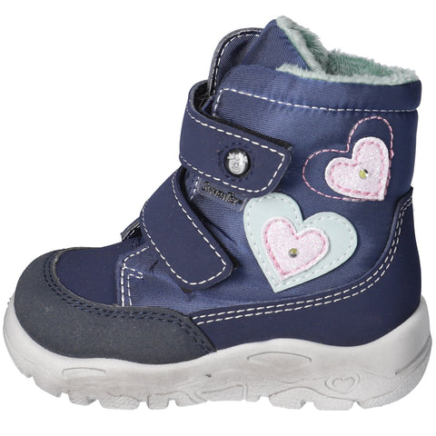 RICOSTA SYMPA-TEX BLINKER Stiefel MADDI - marineblau / rosa / Herzen - A pair of marine blue and pink boots with heart design