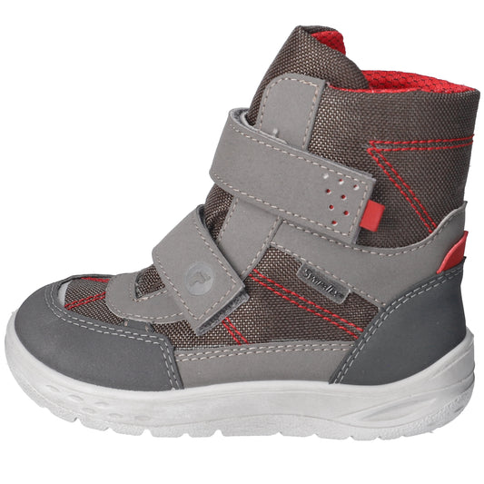 RICOSTA SYMPA-TEX Stiefel UKI 6600403/460 - grau / rot kids winter boots front view with gray and red color accents 