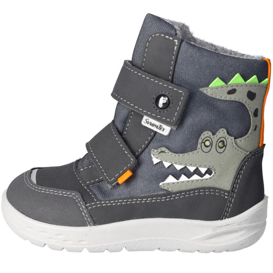 RICOSTA SYMPA-TEX Barfuß BLINKER Stiefel NEVIS - grau / Krokodil