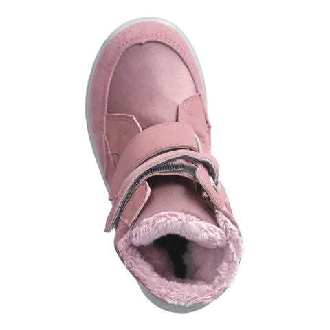 Top-Ansicht des Ricosta Stiefel Annika in Altrosa; zwei Klettverschlüsse, flauschiger Rand.
