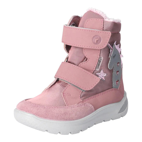 Ricosta Stiefel Annika pink altrosa mit Einhorn-Dekor, Klettverschluss, weiße Sohle