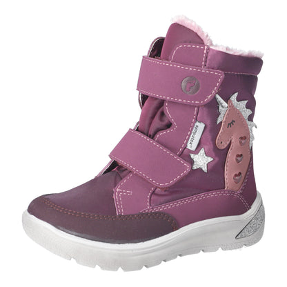 RICOSTA SYMPA-TEX BLINKER Stiefel ANNIKA- Bordeaux mit Einhorn-Design für Kinder