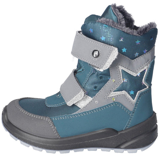 RICOSTA SYMPA-TEX BLINKER Stiefel GLORI petrol - grau - Sterne children's boots in petrol and grey with star design, featuring the waterproof and breathable SYMPA-TEX technology