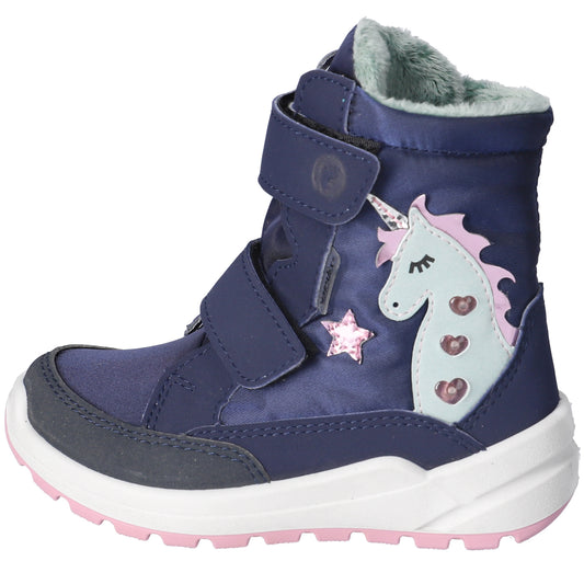 RICOSTA SYMPA-TEX BLINKER Stiefel ANNIKA - marineblau / rosa / Einhorn boots for girls with unicorn design and waterproof technology
