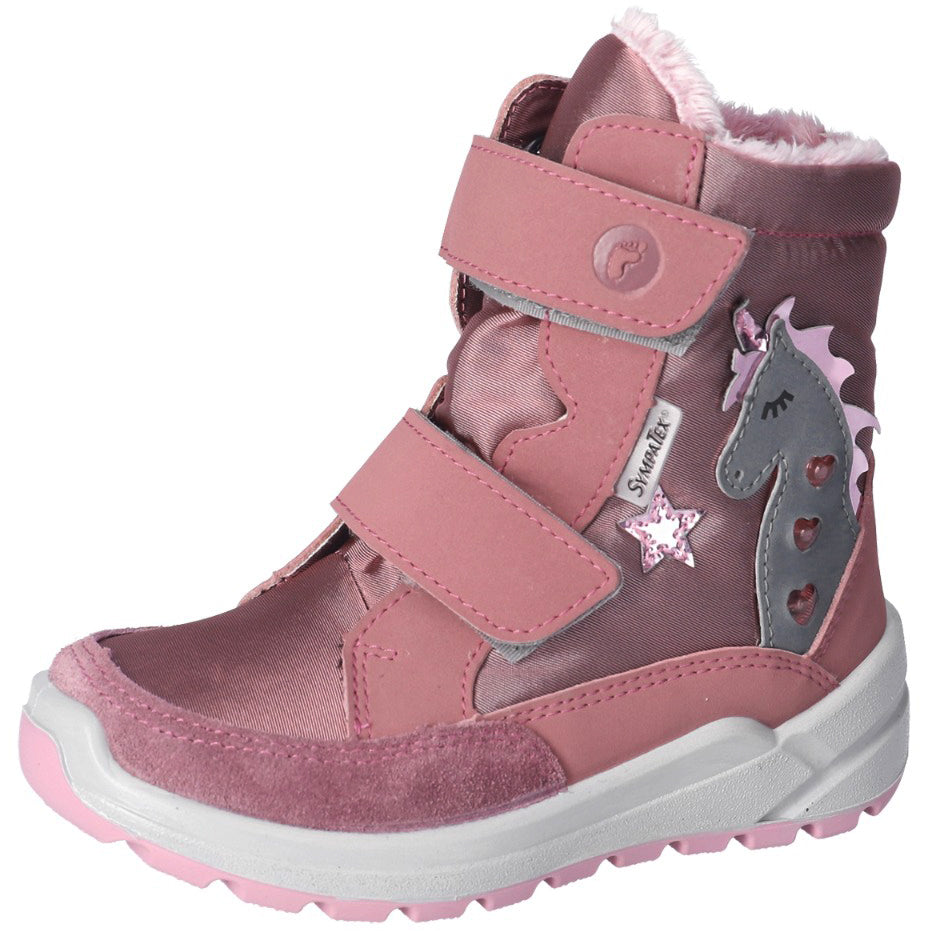 RICOSTA SYMPA-TEX BLINKER Stiefel ANNIKA in altrosa and grau color with Einhorn design for kids 