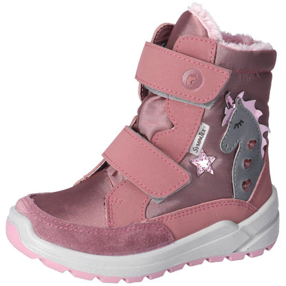 RICOSTA SYMPA-TEX BLINKER Stiefel ANNIKA in altrosa and grau color with Einhorn design for kids 