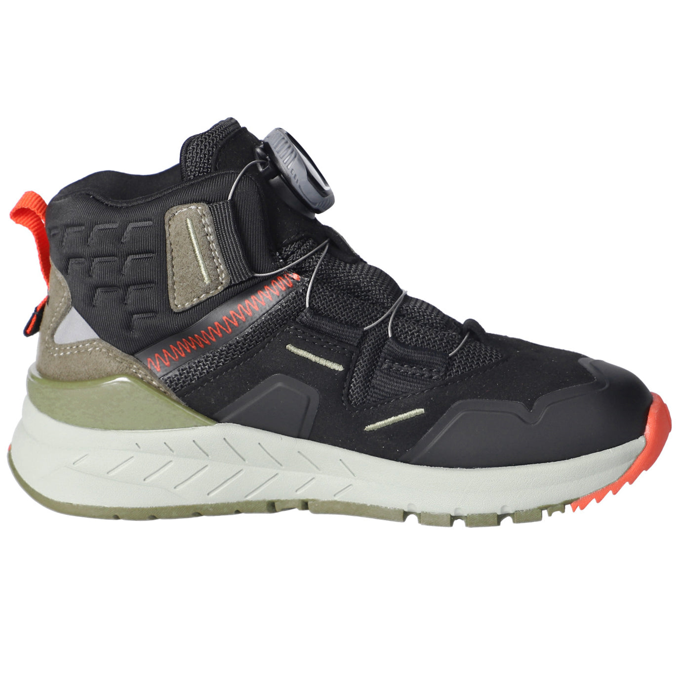 Hochwertiger RICOSTA TEX Knöchelschuh SHOCK BOA aus langlebigem Material in Schwarz und Oliv, perfekt für Outdoor-Aktivitäten