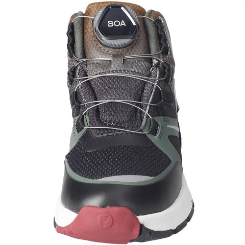 Vorderansicht des Schuhs: RICOSTA TEX Knöchelschuh BOA SPIN in schwarz-salbei-braun mit BOA-Verschluss.