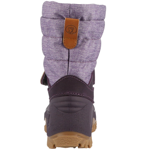 Detaillierte Nahaufnahme des LURCHI Finn Lila Stiefels mit hochwertigem Material