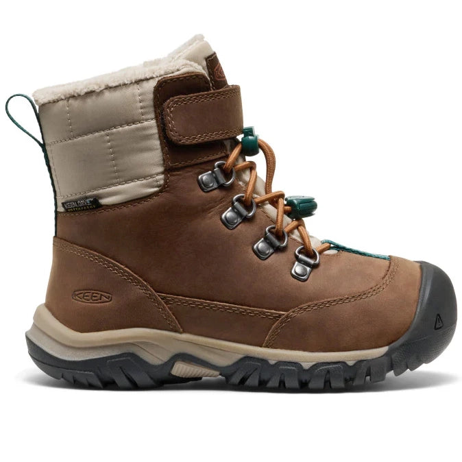 Kinder-Winterstiefel von KEEN KANIBOU mit strapazierfähigem Obermaterial in Braun und Petrol