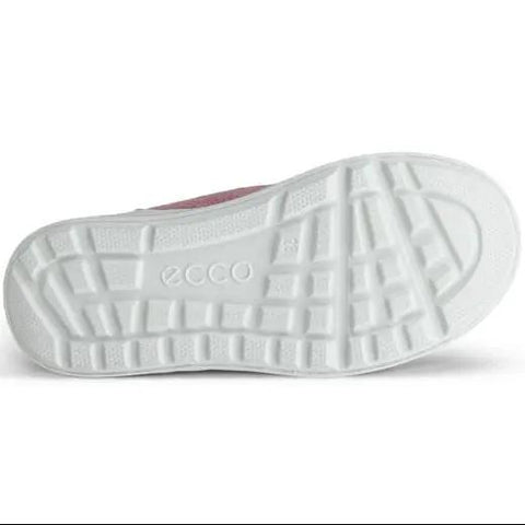 Unteransicht des ECCO URBAN SNOWBOARDER Stiefels in Altrosa; weiße Sohle mit Muster und ECCO-Logo.