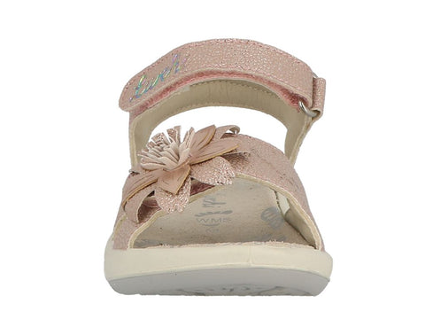 Pair of LURCHI Sandale FLORA in rose color with floral design