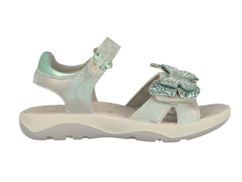 LURCHI Sandale FARFALLA - türkis / Glitzer / Schmetterling Sandale mit türkisfarbenem Glitzer und Schmetterlingsmotiv