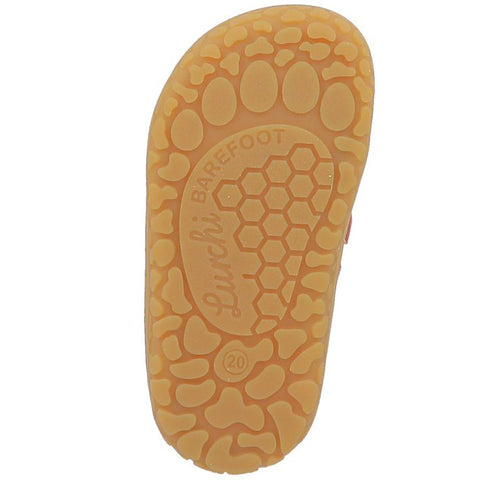 Close-up image of LURCHI Barfuß Halbschuh NORIK in altrosa, a comfortable and stylish barefoot half shoe designed for kids, featuring a flexible sole and breathable materials
