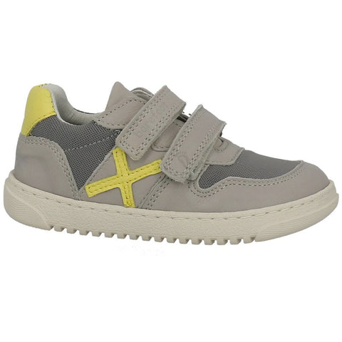 LURCHI Barfuß Halbschuh MONTI in light grey and lemon yellow, perfect for kids' outdoor adventures