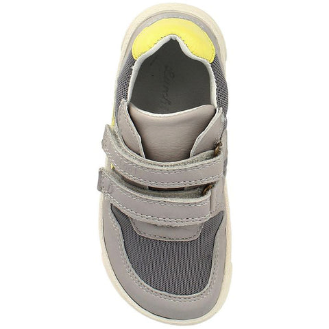 Light grey and lemon yellow LURCHI Barfuß Halbschuh MONTI, a children's barefoot shoe