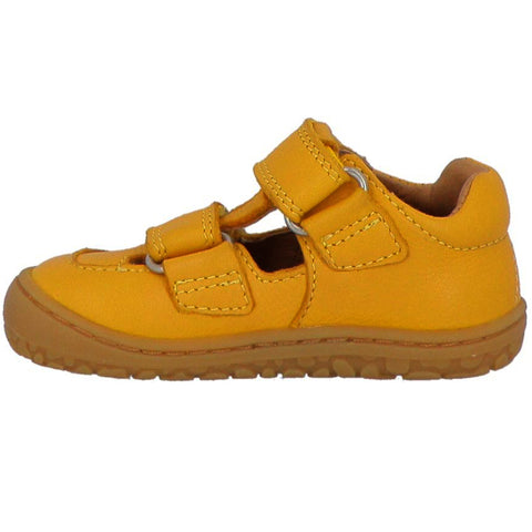  Children's barefoot sandal in bright yellow color 