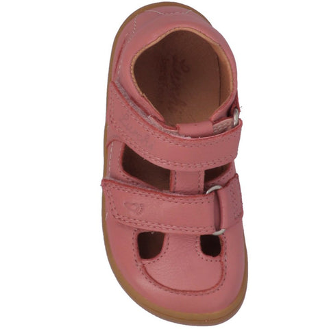 Beautiful pink LURCHI Barfuß Halbsandale NANDO, a comfortable and stylish half-sandal for barefoot walking