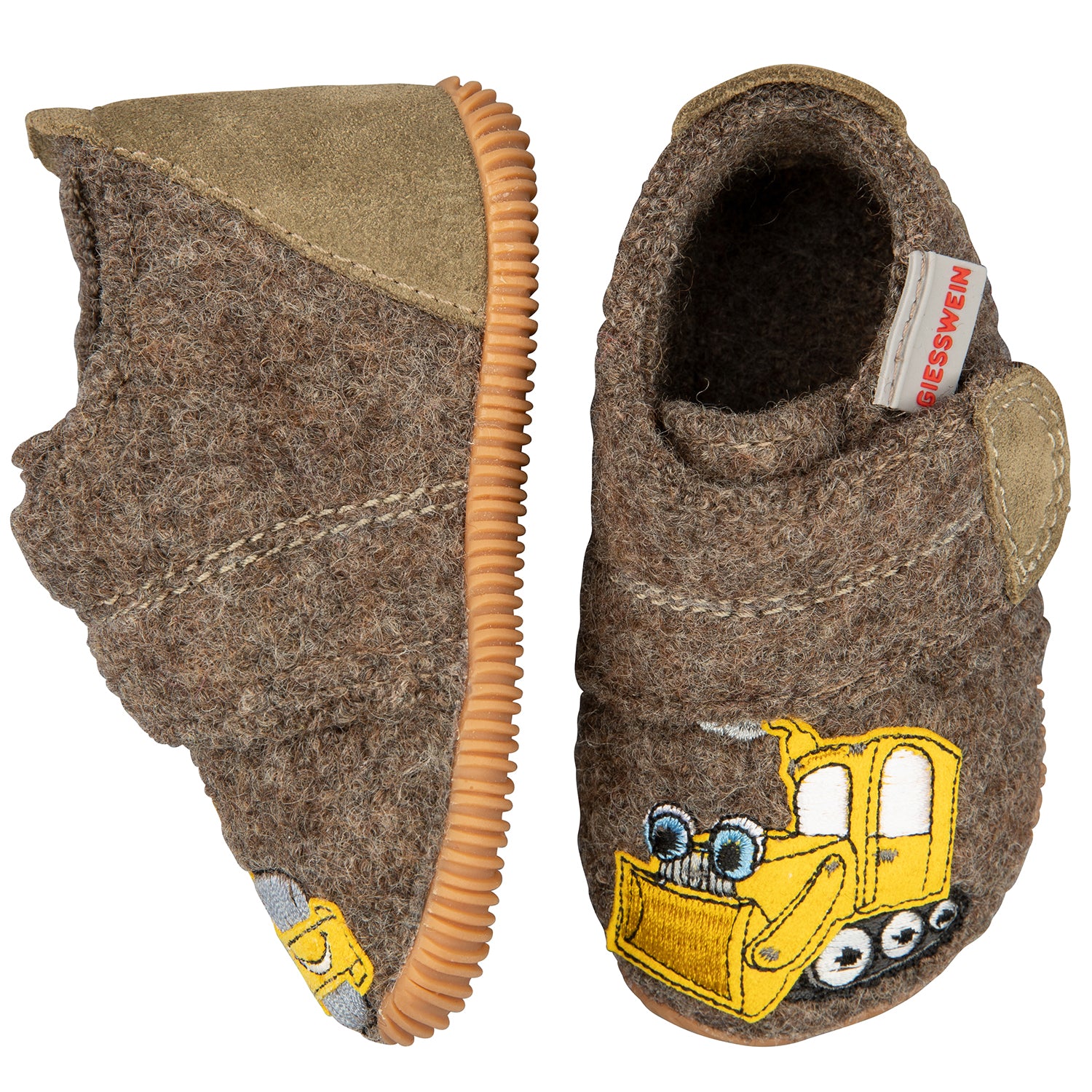 Hochwertige Giesswein Hausschuhe OFFENBURG in taupe mit offener Zehenpartie, perfekt für zuhause