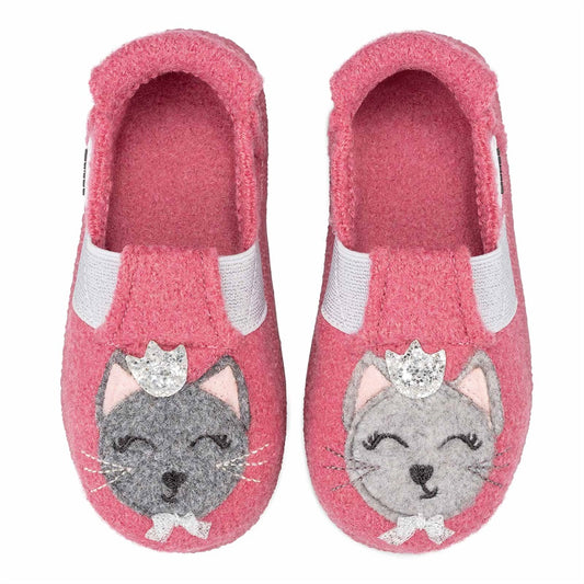 Häuslicher NANGA Hausschuh in Azalee mit Katzenmuster, bequemer und weicher Komfort für zuhause