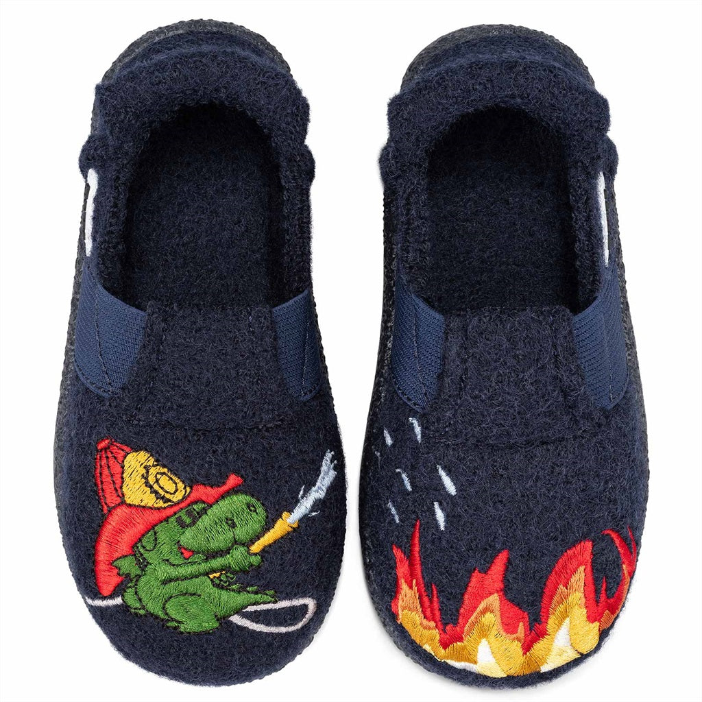 NANGA Hausschuh 31-0427-32 - dunkelblau / Feuerwehrdrache