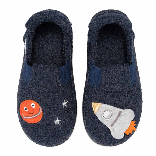 Dunkelblaue NANGA Hausschuh 31-0430-13 mit Raketenmuster für gemütliches Zuhause