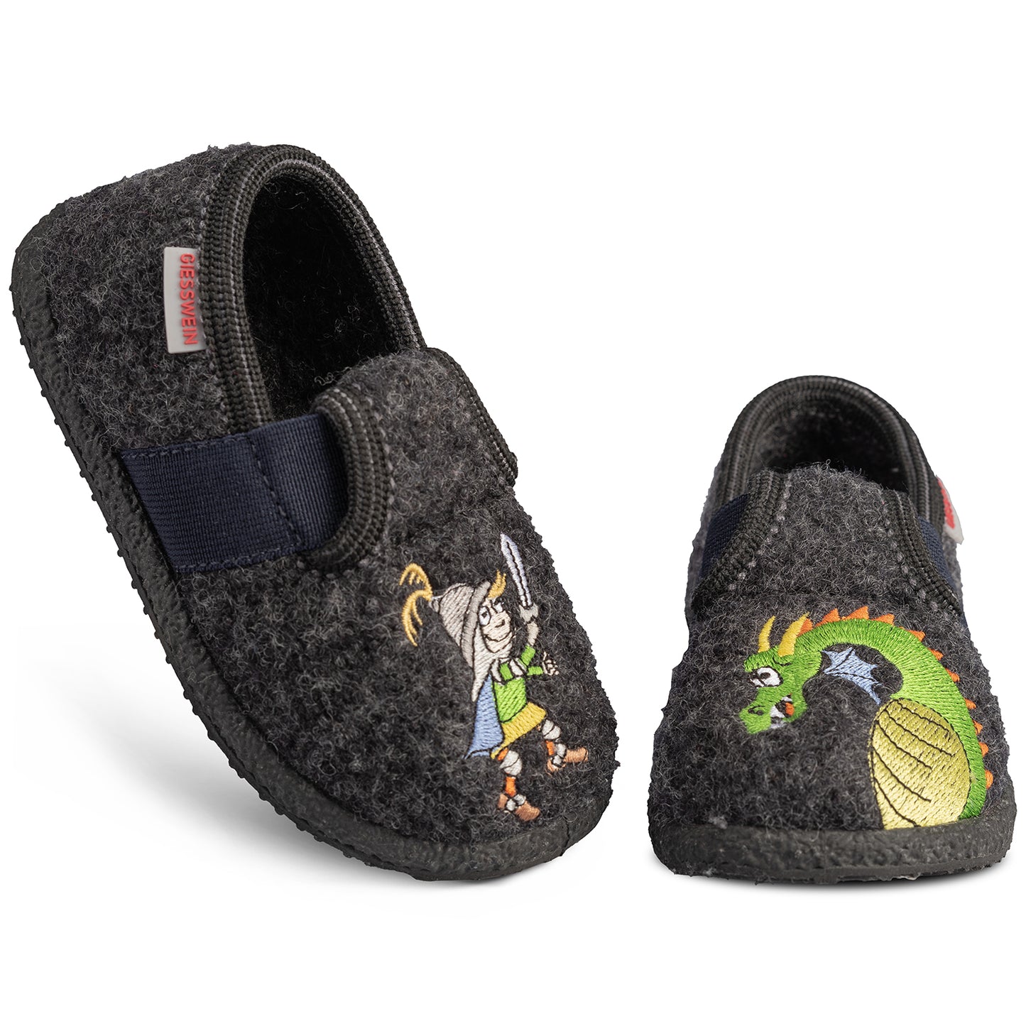Graue GIESSWEIN Hausschuhe THANSTEIN mit Dino-Motiv für bequemen Komfort zu Hause