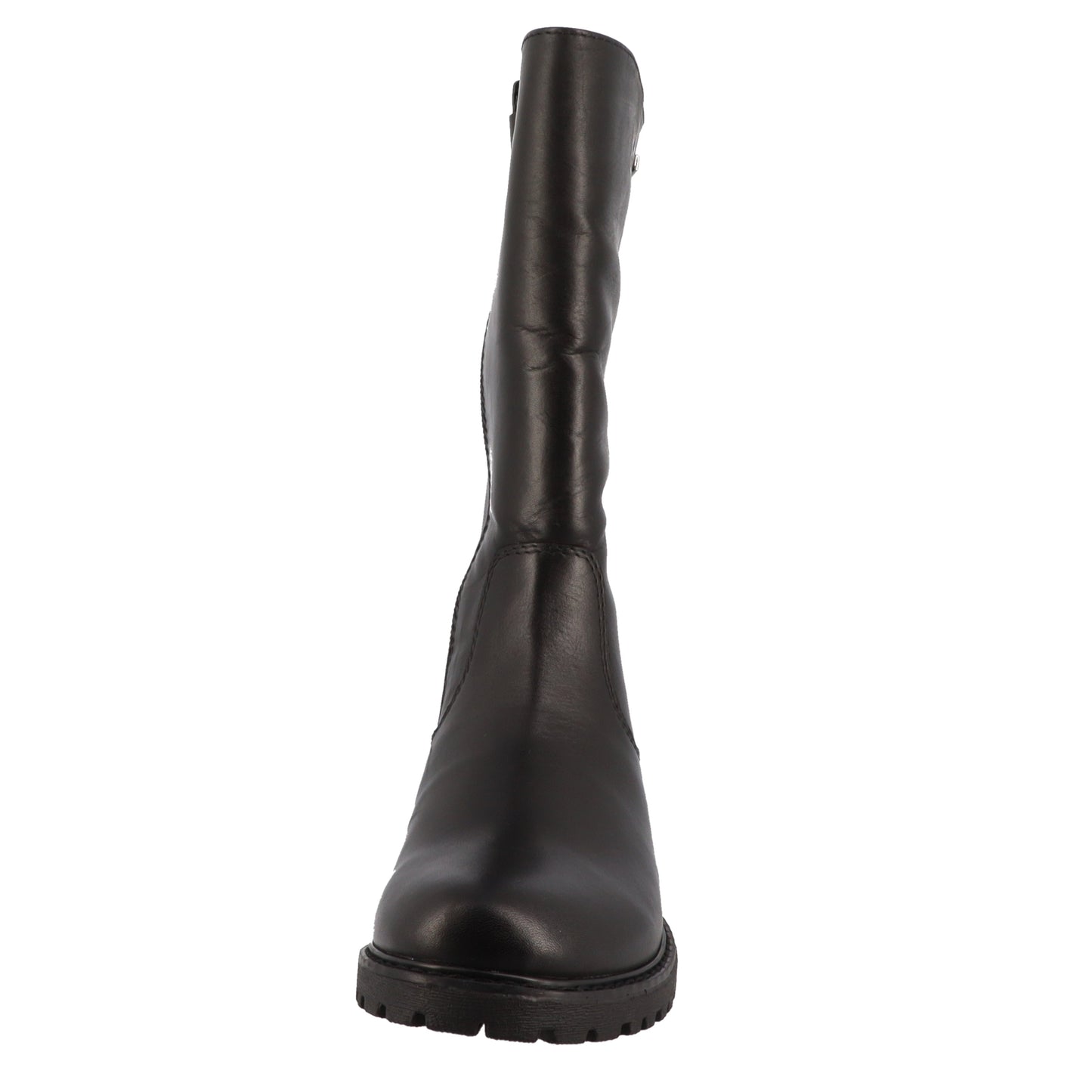 Detaillierte Nahaufnahme des schwarzen Textilstiefels ILARA von LURCHI TEX mit qualitativen Nähten und robustem Material