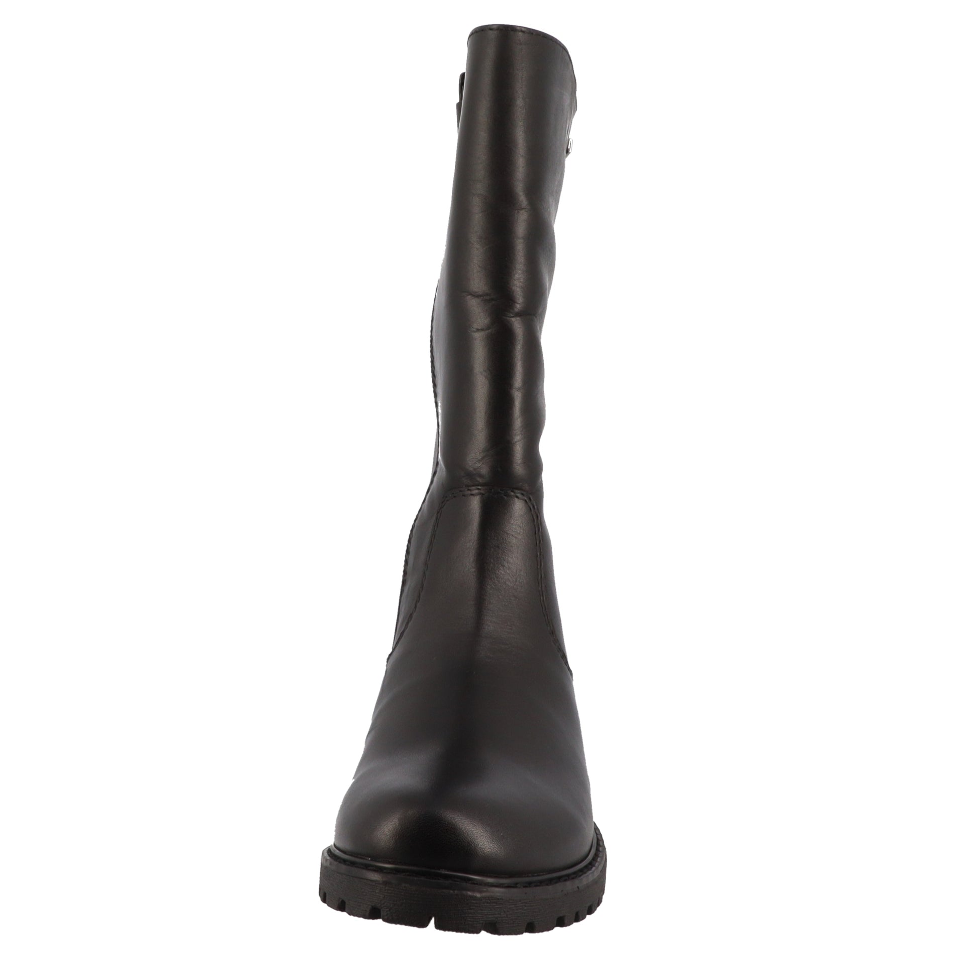 Detaillierte Nahaufnahme des schwarzen Textilstiefels ILARA von LURCHI TEX mit qualitativen Nähten und robustem Material