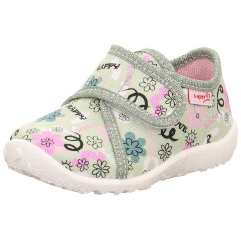 Comfortable lindgrün and Blumen SUPERFIT Hausschuh SPOTTY 9246-753 with a stylish design of flowers for ultimate relaxation at home