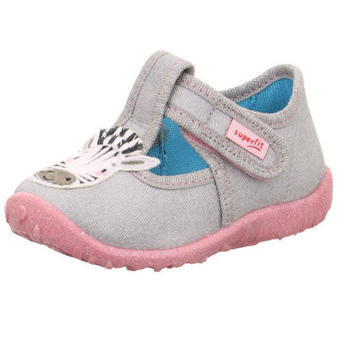 Comfortable and stylish SUPERFIT Hausschuh SPOTTY 9256-203 in grey, pink, and zebra print, perfect for indoor wear