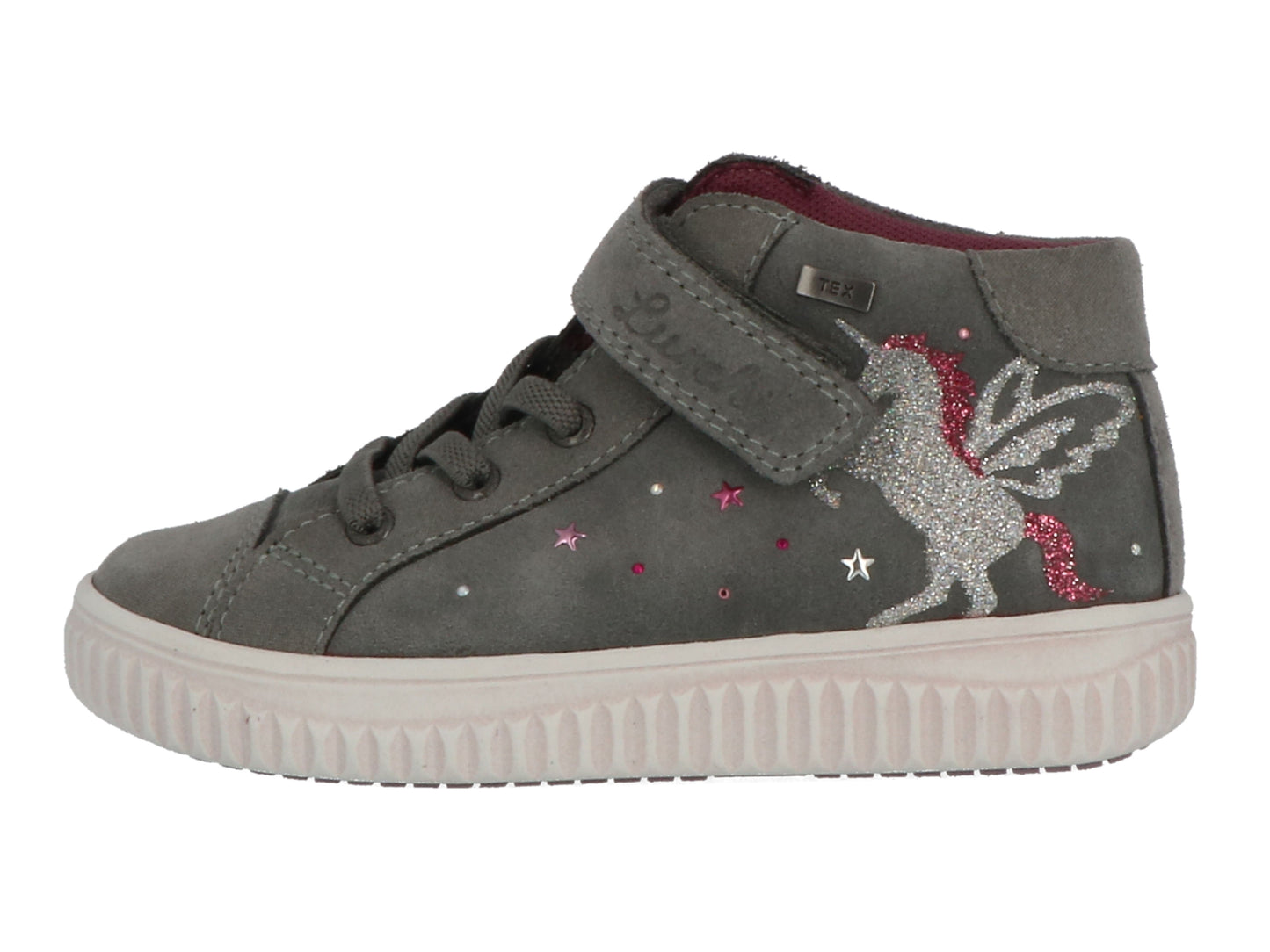 LURCHI TEX Knöchelschuh YINA in grauem Farbton mit Einhorn-Design