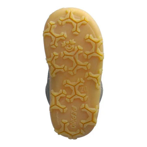 Unteransicht der RICOSTA Knöchelschuh COLIN salbei, gelbe Gummi-Sohle mit hexagonalem Profil.