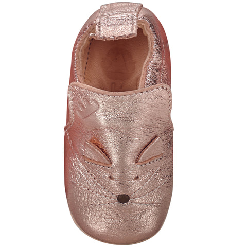  Stylish and comfortable pre-walker baby shoe in roségold with cute cat design